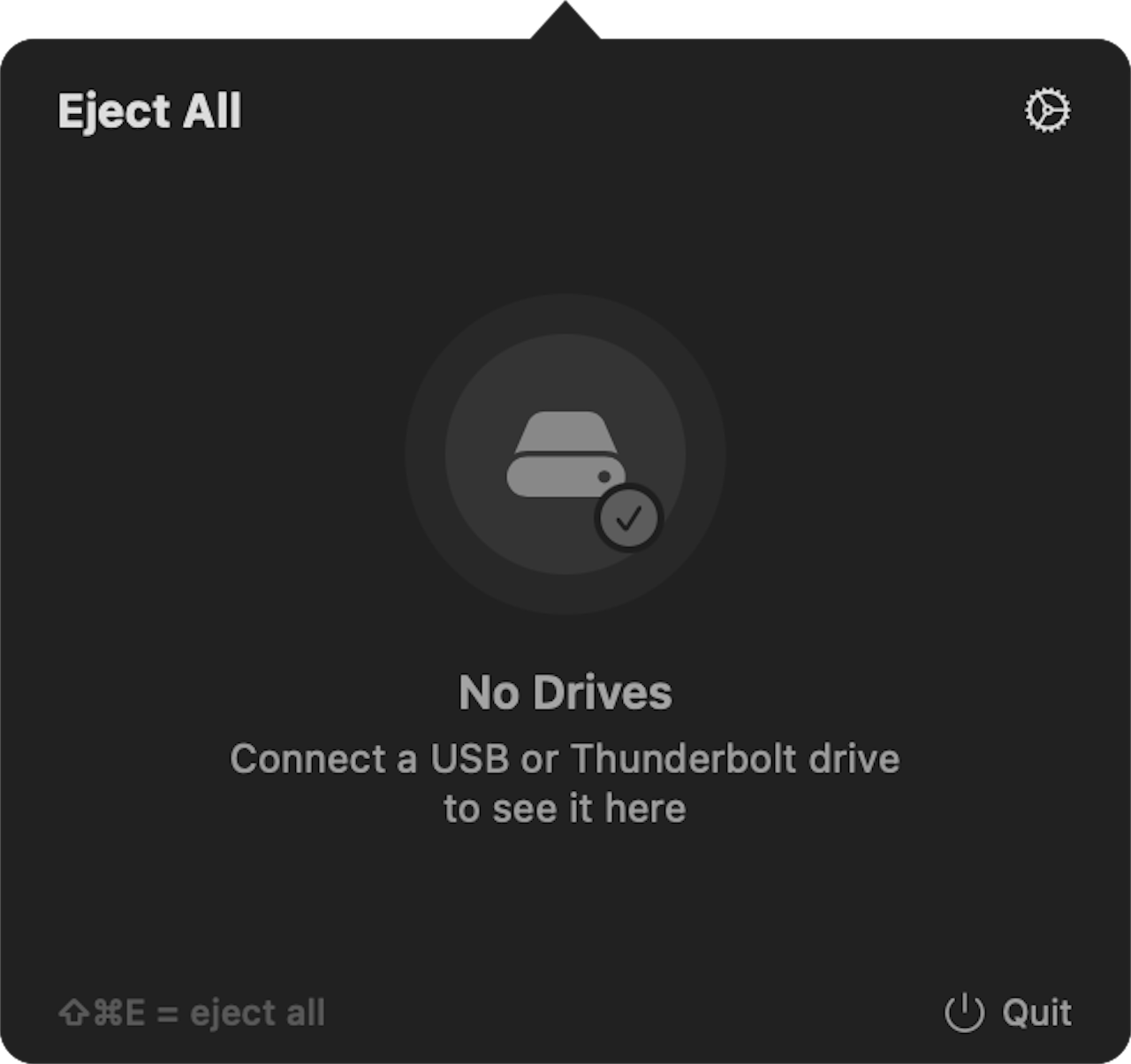 EjectALL menu bar — all drives safely ejected